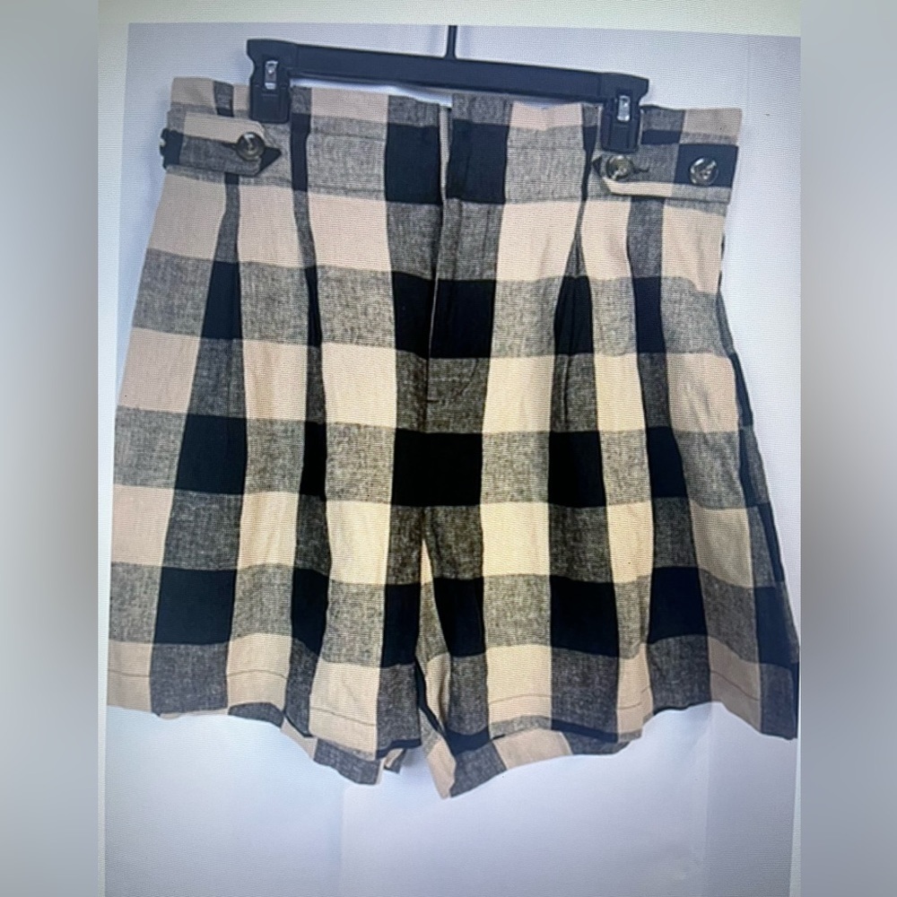 Who What Wear Linen Blend Paper Bag Style High Rise Pleated Front Shorts Sz 12